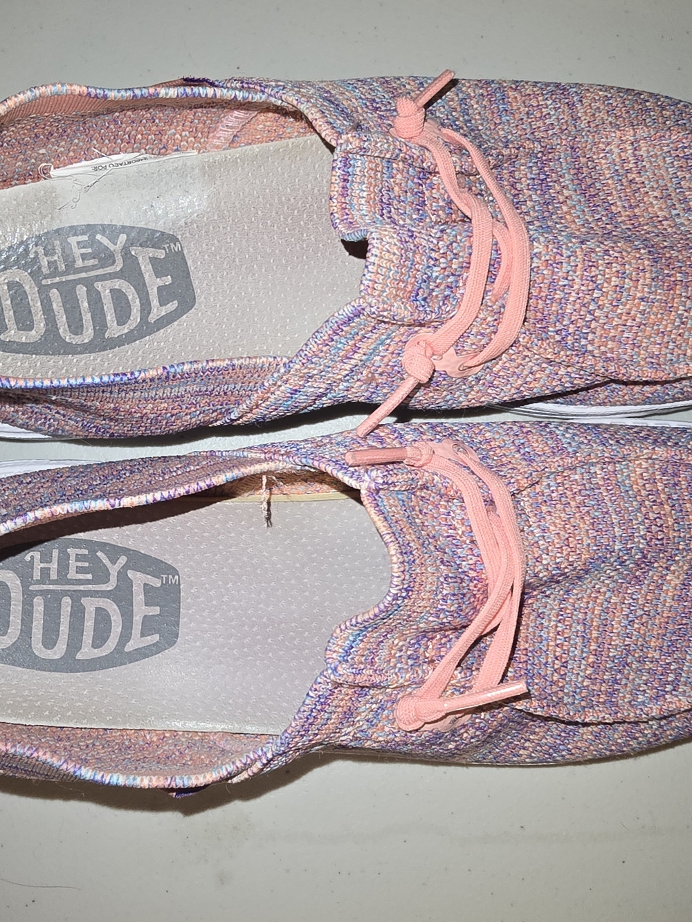 Hey Dude Women's Pink Multi-Color Knit Slip-On Moccasins